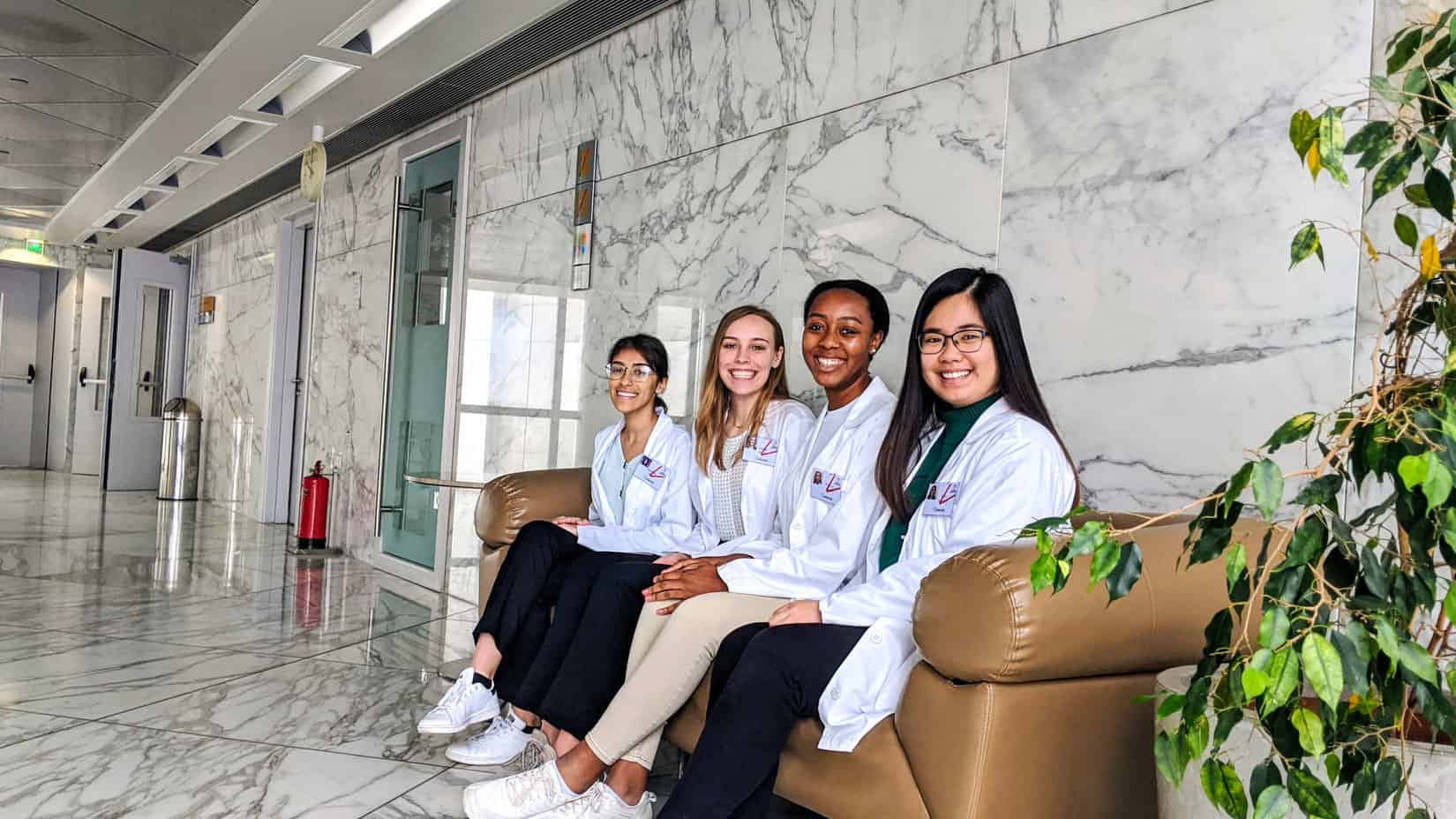 Students sitting in a hospital ready for shadowing.