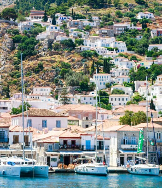 A view of a Greek harbor.