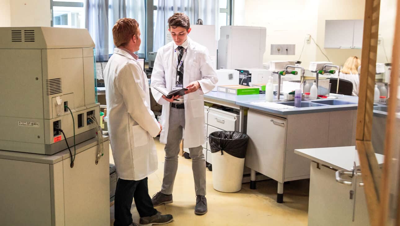 Students shadowing in a hospital.