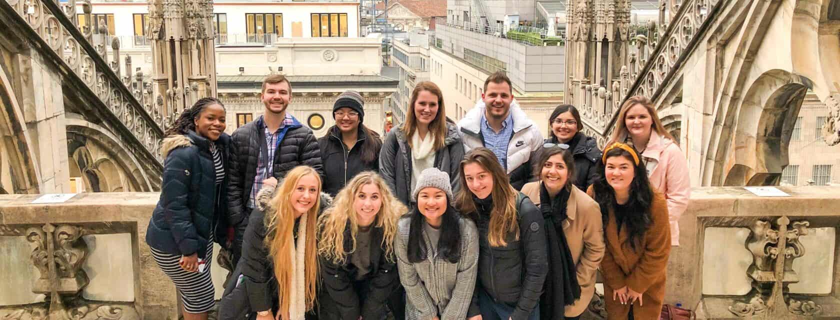 Atlantis students posing on the top of the Duomo.