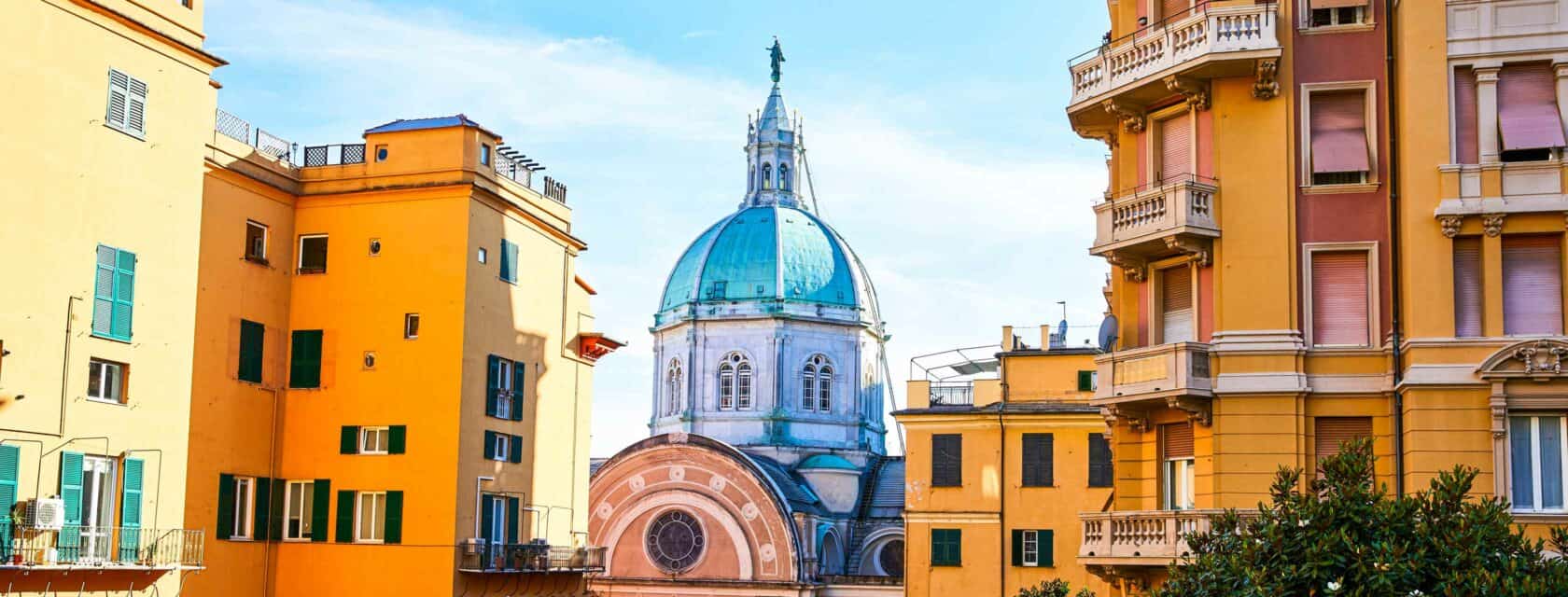 A view of a dome in the city of Genoa.