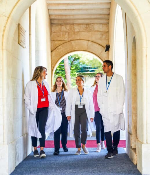 Students in the hospital where they are shadowing.