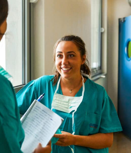 A student shadowing in the hospital.