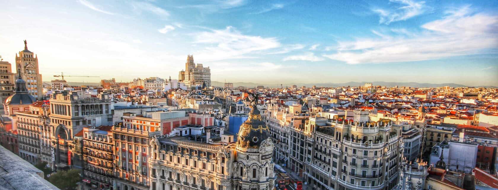 A view of the rooftops of the city of Madrid. (