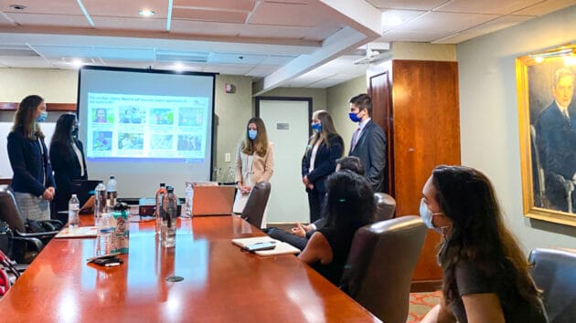 Students presenting a project.