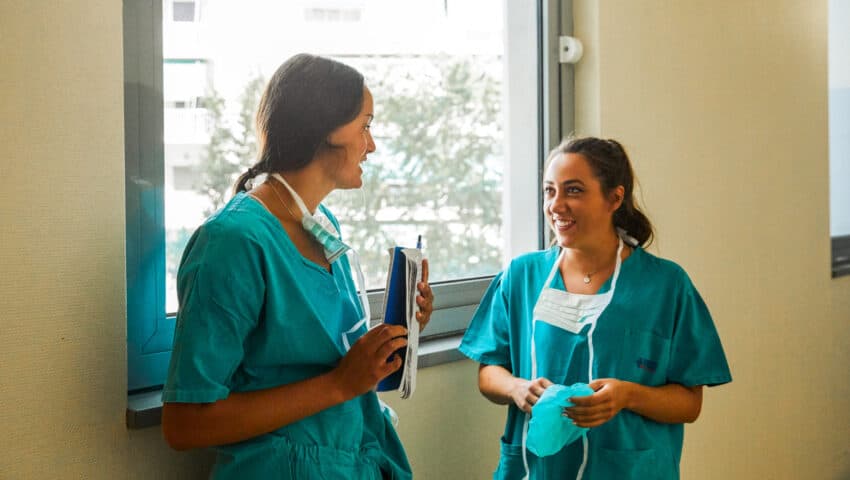Students shadowing in the hospital.
