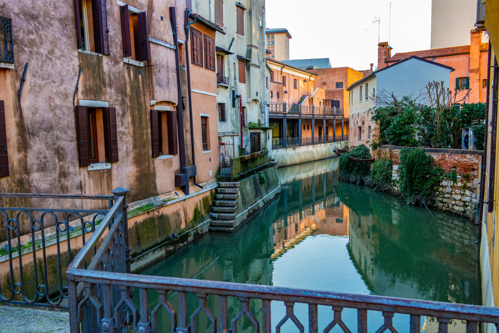 View of a canal in Mestre (Venice) Italy (an Atlantis site).