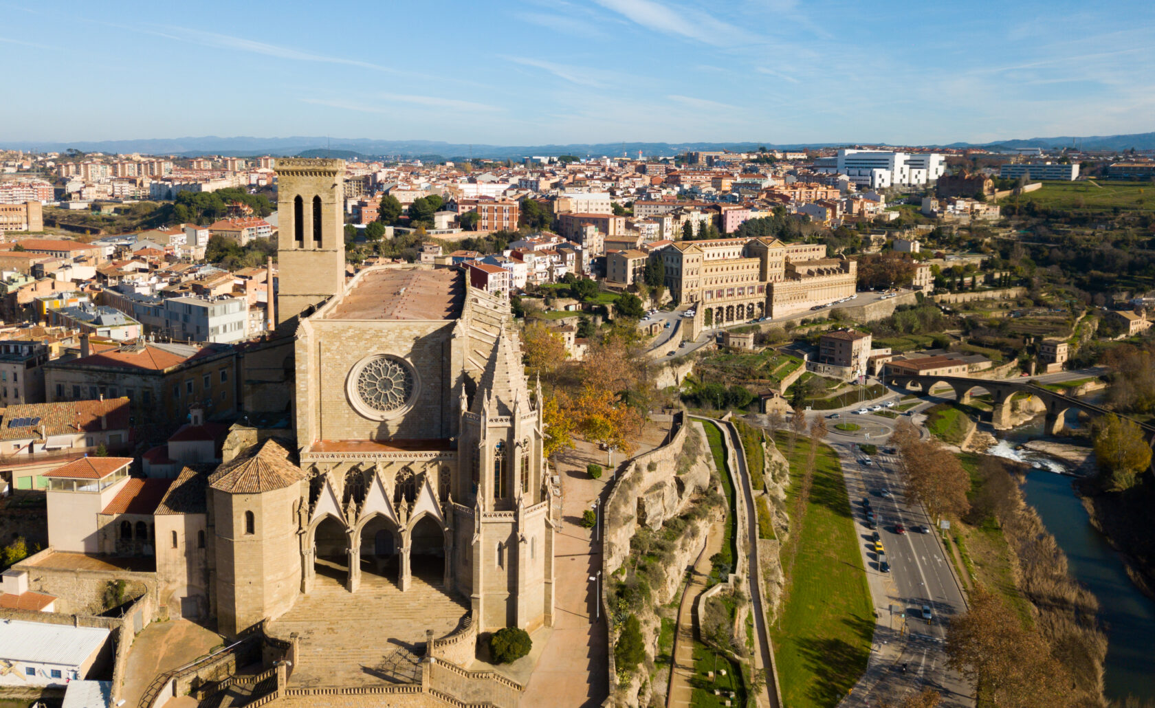 The Collegiate Basilica of Santa Maria with Manresa, Spain (an Atlantis site) in the background.
