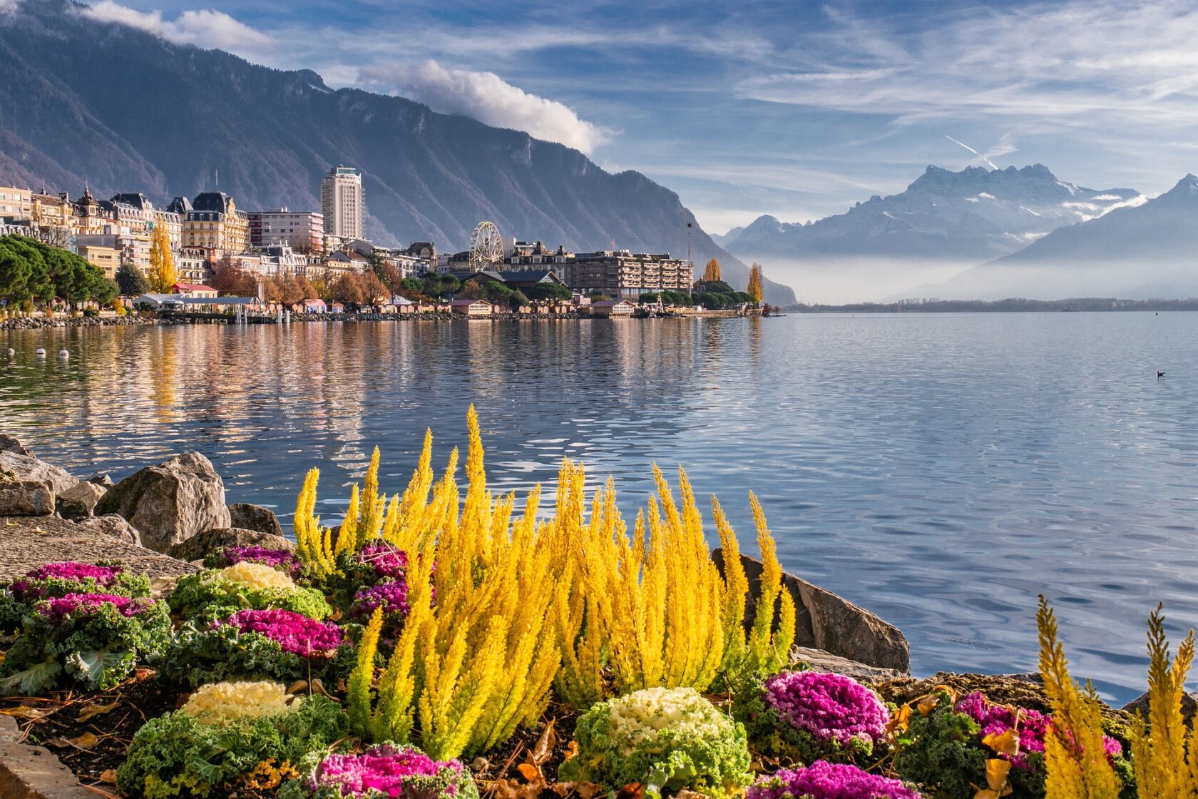 Montreaux, Switzerland on Lake Geneva, about one hour from Geneva, Switzerland, an Atlantis site.