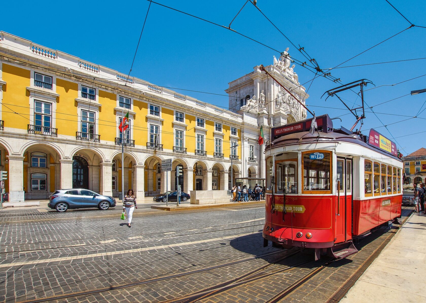 A tram and building in Lisbon, Portgual (an Atlantis site).