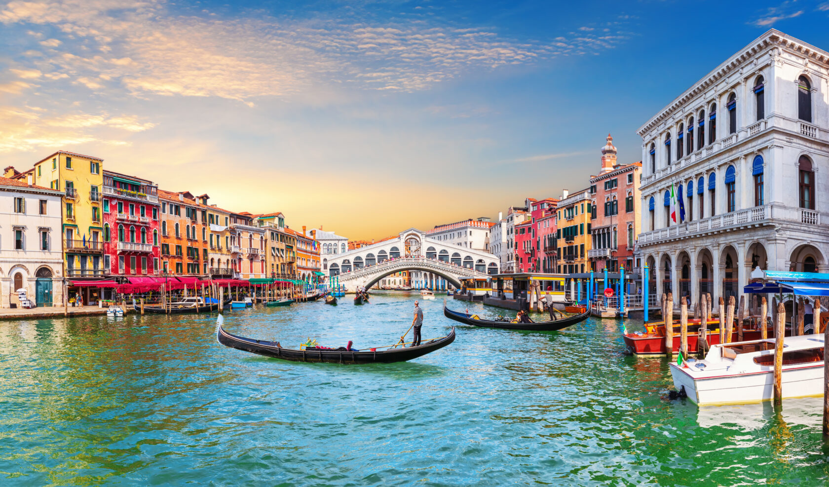 A view of Venice Grand Canal and the Rialto Bridge in Venice, Italy (an Atlantis site).