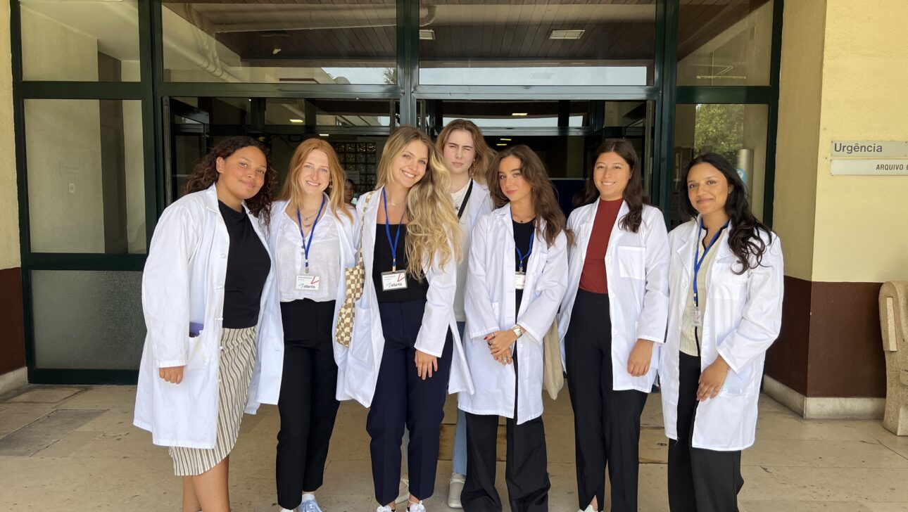 Atlantis students outside a hospital in Algarve.