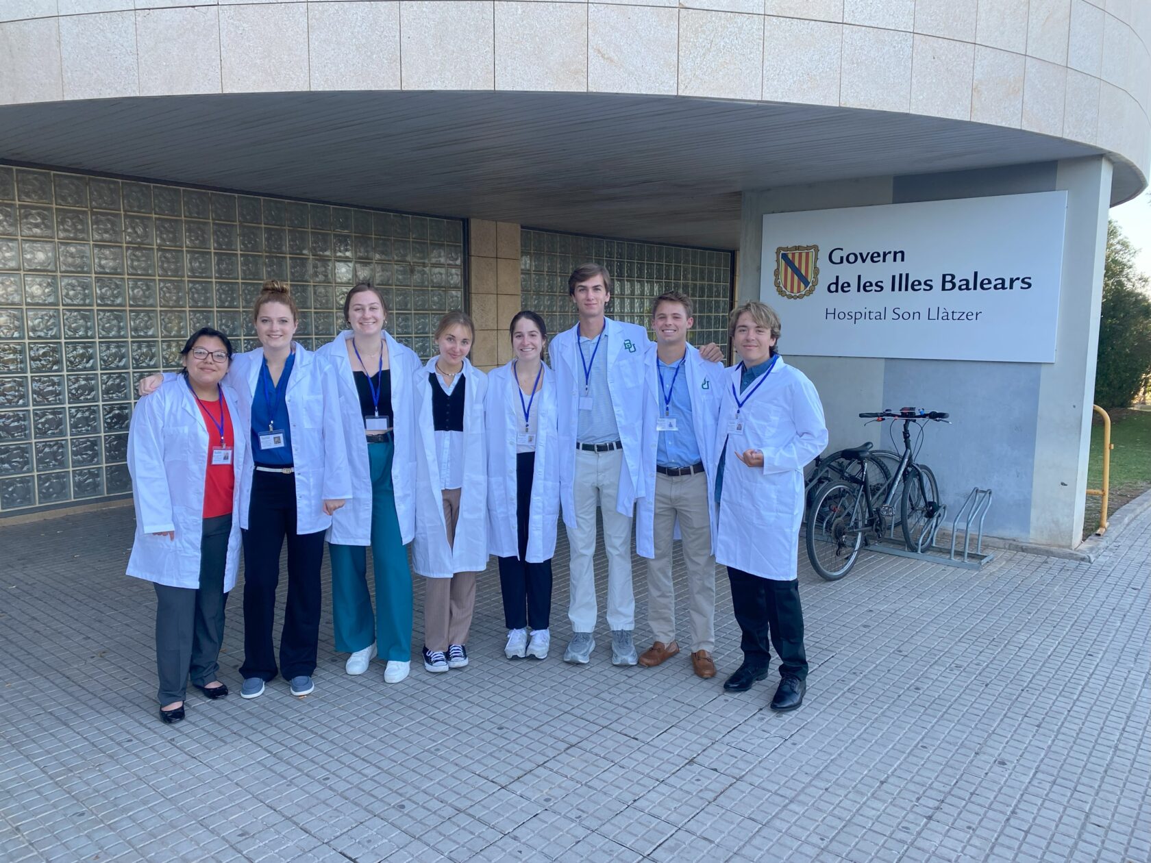 Atlantis students outside a hospital in Mallorca, Spain.